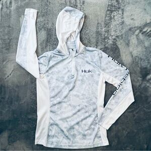 Huk White and Gray Performance Hoodie